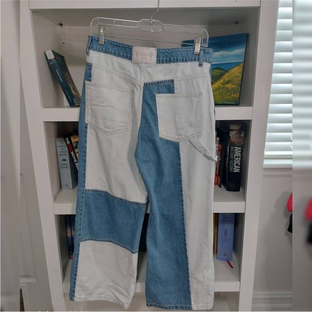Pastiche for Urban Outfitters MEDIUM blue and white color block high waisted - Picture 4 of 5